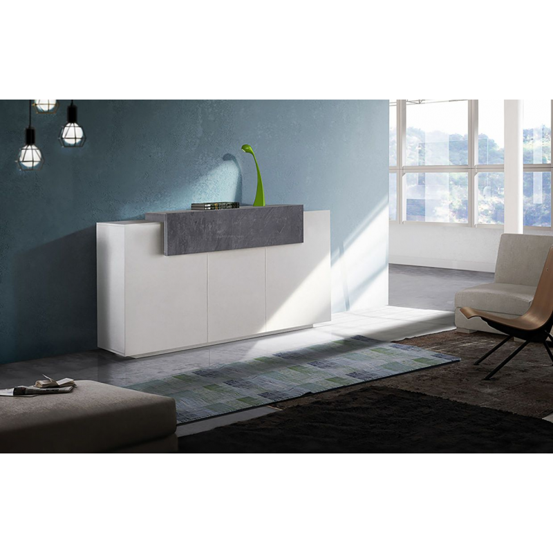 Credenza Coro Moderna 3 ante – Bianco Lucido e Report