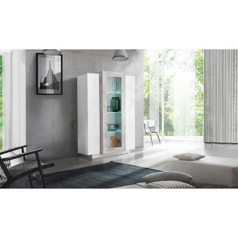 Vetrina Coro – Bianco e Cemento – 80x120x38