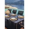 Set Tavolo Anzio + 8 Sedie Samo Alluminio Antracite Text Nero Moia