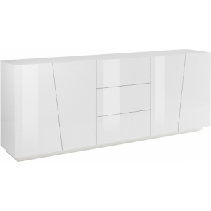 Credenza Vega 220 – 4 ante/3 cassetti – Bianco Lucido