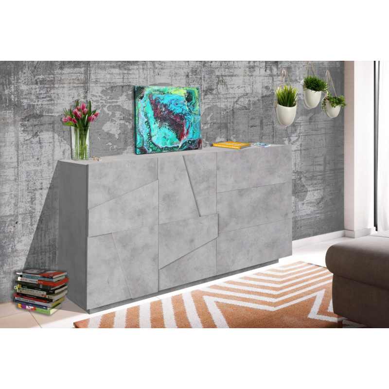 Credenza Ping 140 – 2 ante/3 cassetti – Cemento Bronx