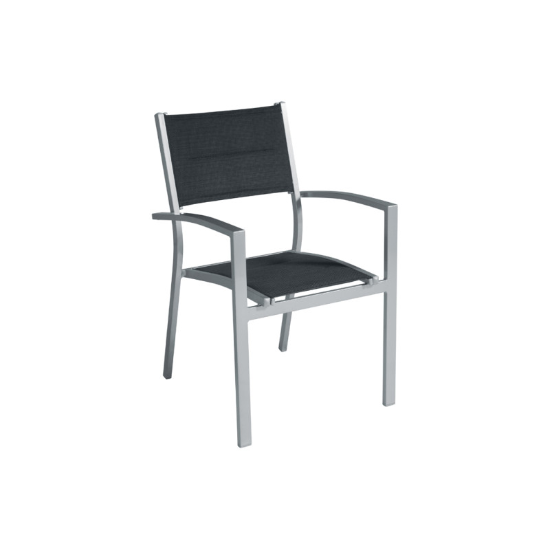 Set Tavolo Anzio + 8 Sedie Amalfi MOIA in alluminio e textilene nero