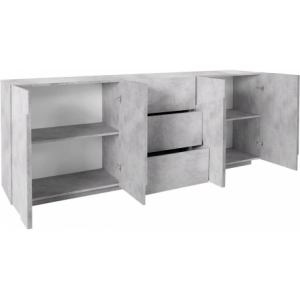 Zoom Credenza Ping 220 – 4 ante/3 cassetti – Cemento Bronx