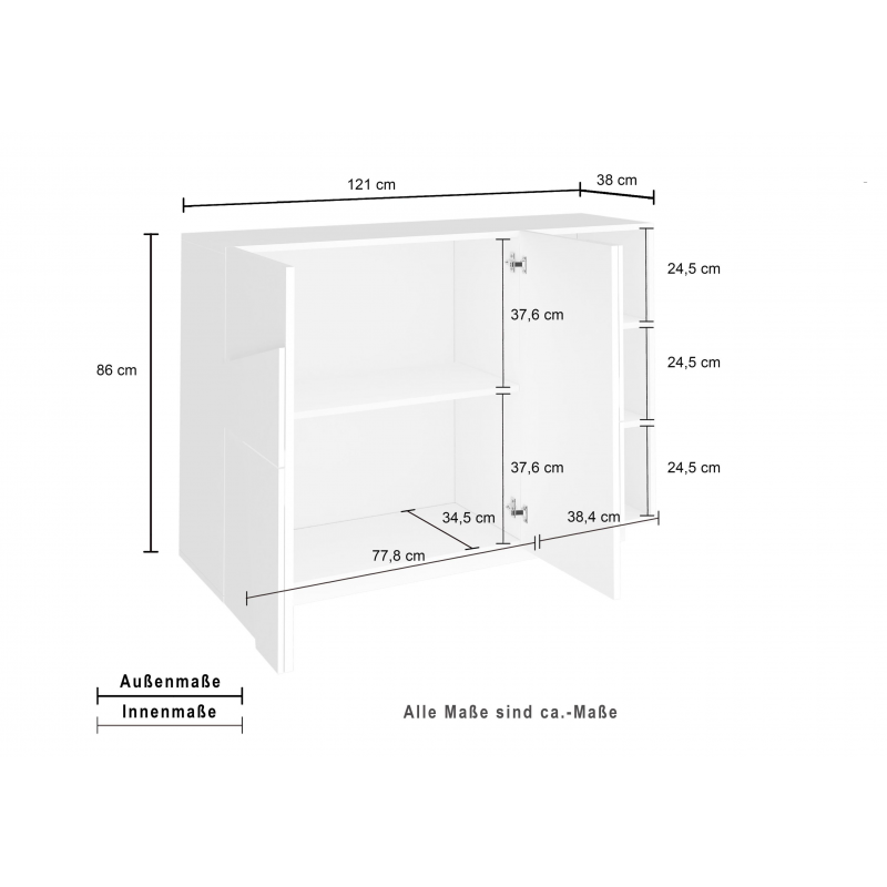 Mobile Multiuso Ping 120 – 3 ante – Bianco Lucido
