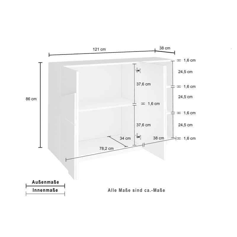 Mobile Multiuso Ping 120 – 2 ante/ 3 vani – Ardesia