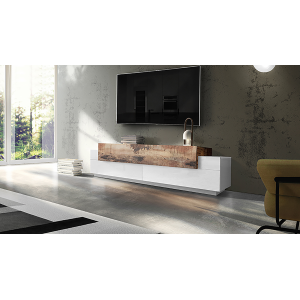 Mobile Porta TV Coro 200 – Bianco Lucido e Acero Pereira