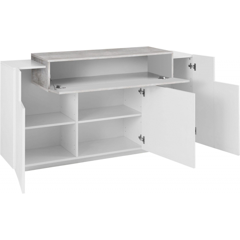 Credenza Coro Moderna 3 ante – Bianco Lucido e Cemento