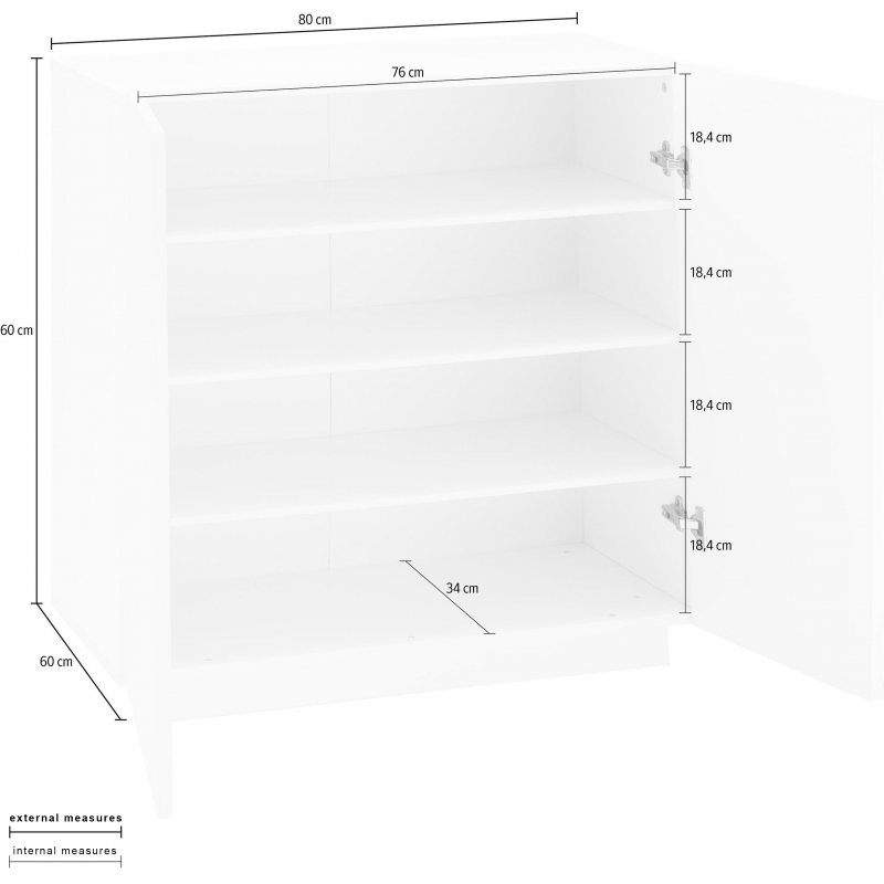 Scarpiera Vega – 2 Ante – 80x86x38 - Bianco Lucido