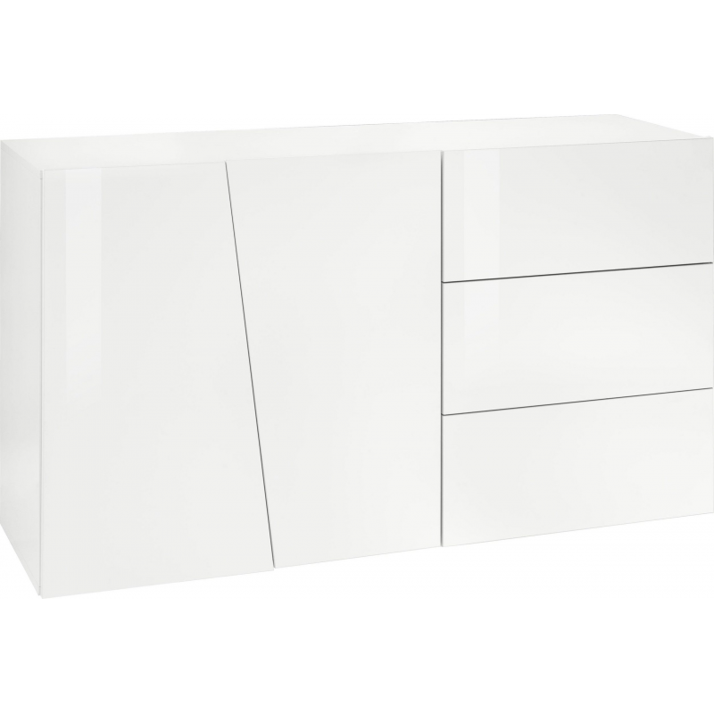 Credenza Vega 140 – 2 ante/3 cassetti – Bianco Lucido