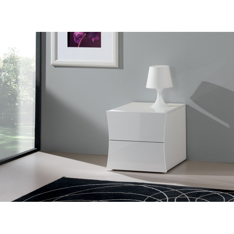 Comodino Arco – 2 cassetti – 50x41x40 – Bianco Lucido