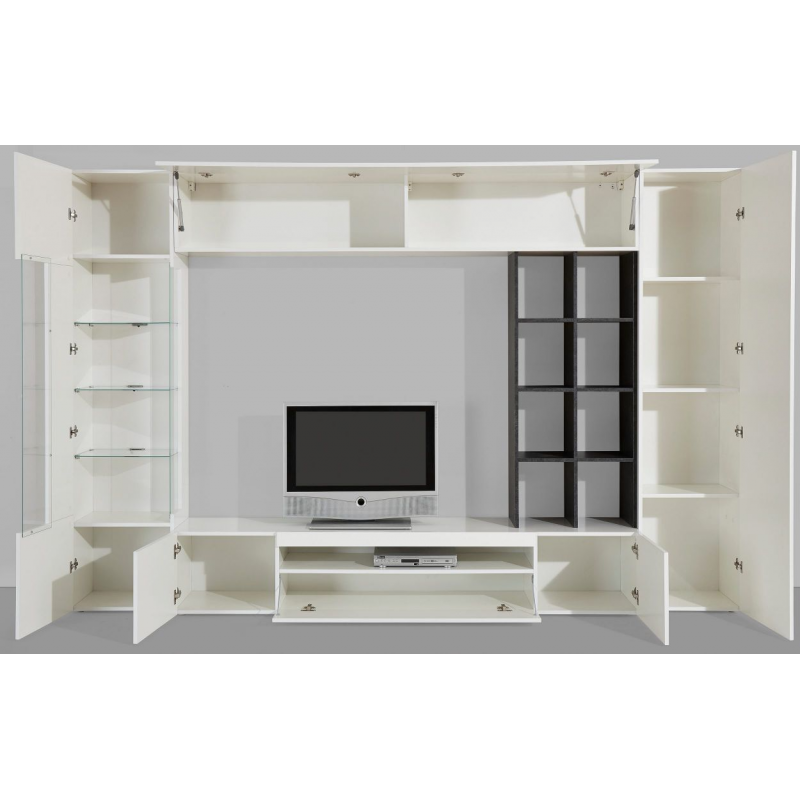 Parete soggiorno Egypt – 290x191x40cm – Bianco Lucido e Report