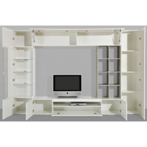 Zoom Parete soggiorno Egypt – 290x191x40cm – Bianco Lucido e Cemento