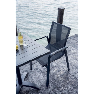 Zoom Set Tavolo Nettuno + 10 Sedie Samo Alluminio Antracite Text Nero Moia