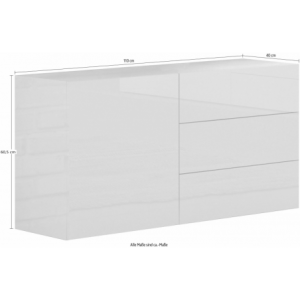 Zoom Credenza Metis 110 – 1 anta + 3 cassetti – Bianco Lucido