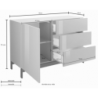 Credenza Metis 110 con piedistallo – 1 anta + 3 cassetti – Bianco Lucido