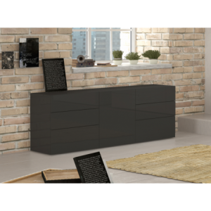 Credenza Metis 170 – 1 anta + 6 cassetti – Antracite Lucido