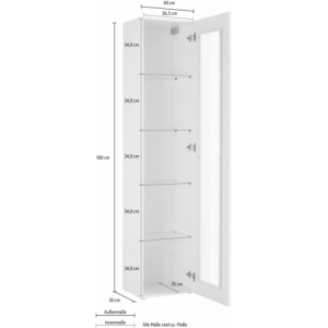Zoom Vetrina Maruska – 1 anta – 40x180x30 – Bianco Lucido