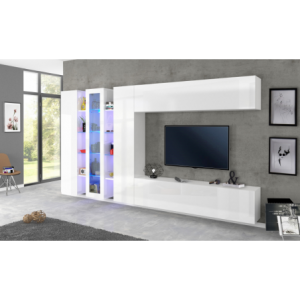 Parete soggiorno Maruska – 380x180x30 – Bianco Lucido