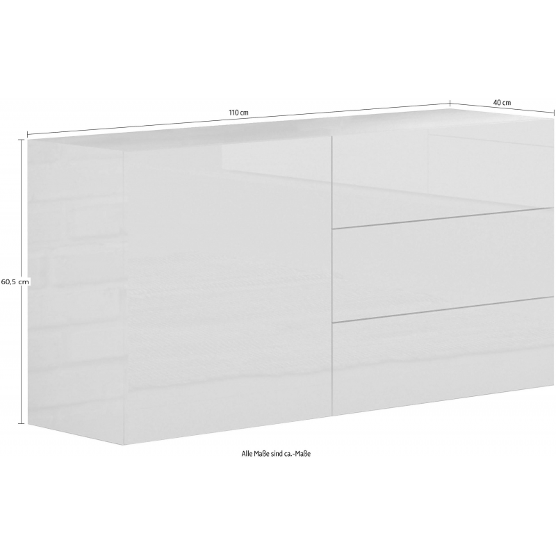 Credenza Metis 110 – 1 anta + 3 cassetti – Antracite Lucido