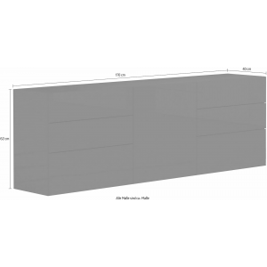 Zoom Credenza Metis 170 – 1 anta + 6 cassetti – Antracite Lucido