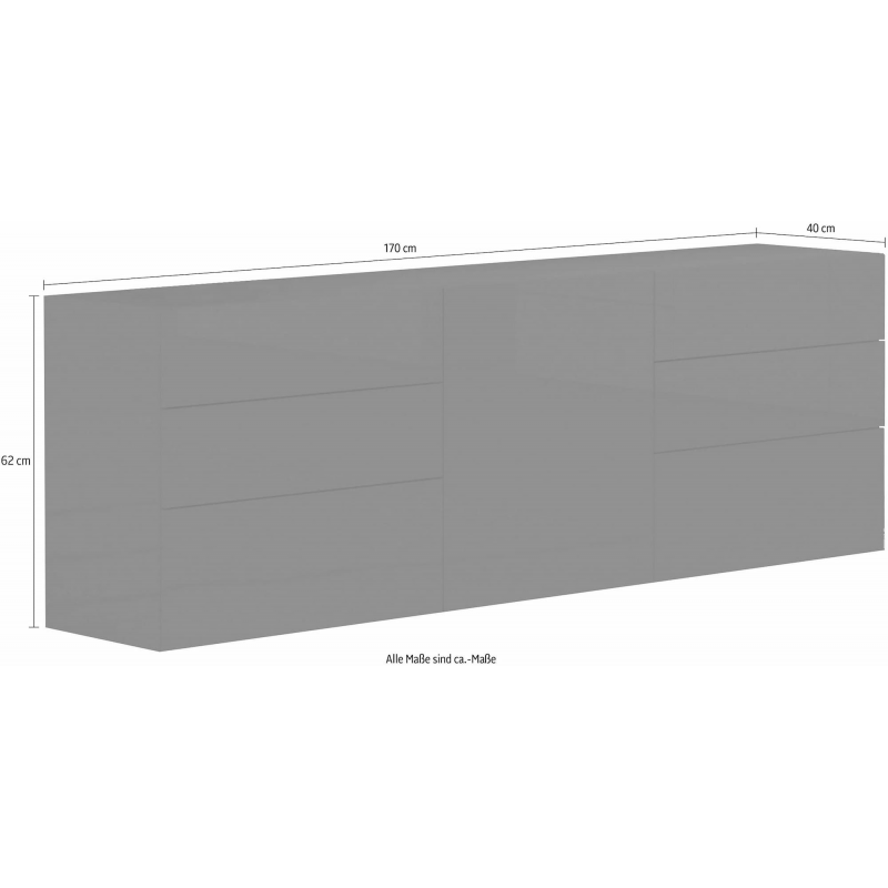 Credenza Metis 170 – 1 anta + 6 cassetti – Antracite Lucido