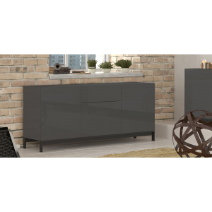 Zoom Credenza Metis 170 con piedistallo – 3 ante + 1 cassetto – Antracite Lucido