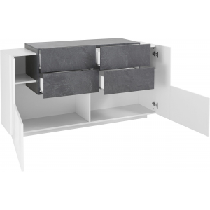 Zoom Credenza New Coro 160 – 2 ante + 4 cassetti – Bianco Lucido/Ardesia