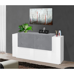Credenza New Coro 160 – 4 ante – Bianco Lucido/Ardesia