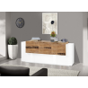 Credenza New Coro 220 – 5 ante + 2 cassetti – Bianco Lucido/Acero Pereira
