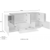 Credenza New Coro 200 – 7 ante – Bianco Lucido/Acero Pereira