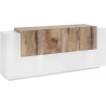 Credenza New Coro 200 – 7 ante – Bianco Lucido/Acero Pereira
