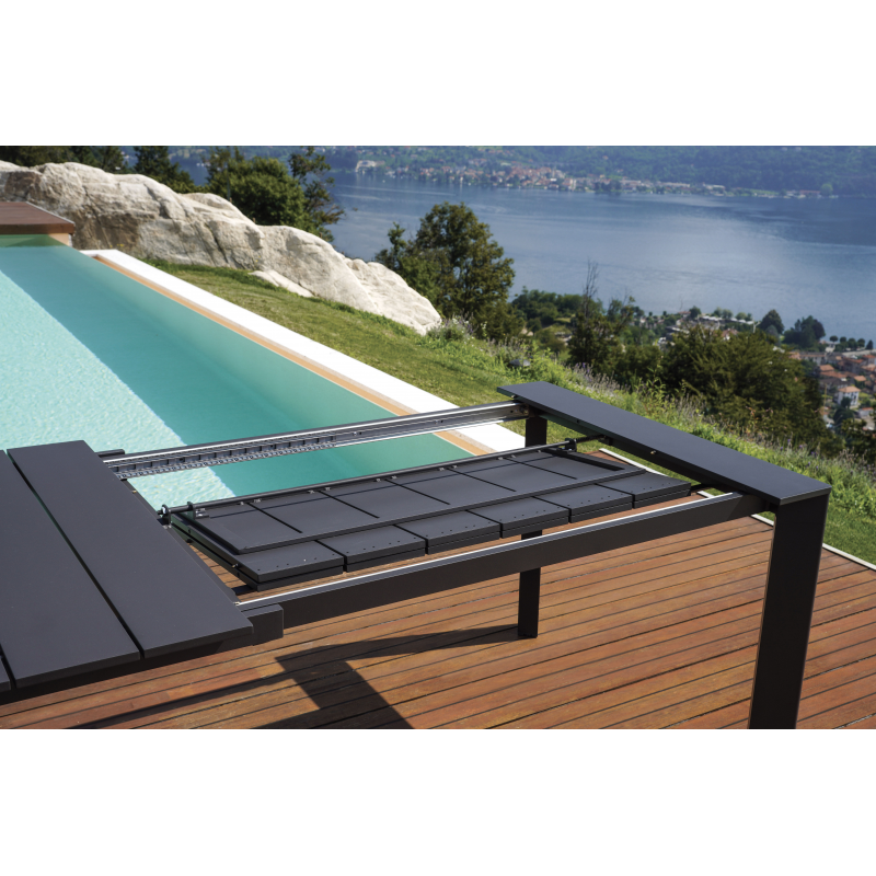 Set Tavolo Nettuno + 10 Sedie Regista Paros Alluminio Antracite/Text Nero Moia