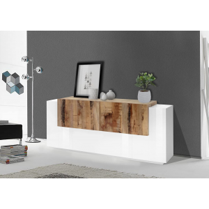 Credenza New Coro 200 – 7 ante – Bianco Lucido/Acero Pereira