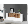 Credenza New Coro 200 – 7 ante – Bianco Lucido/Acero Pereira