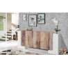 Credenza Pillon 210 – 2+4 ante – Bianco Lucido/Acero Pereira