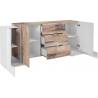 Credenza Pillon 210 – 2+2 ante + 3 cassetti – Bianco Lucido/Acero Pereira