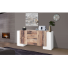 Credenza Pillon 210 – 2+2 ante + 3 cassetti – Bianco Lucido/Acero Pereira