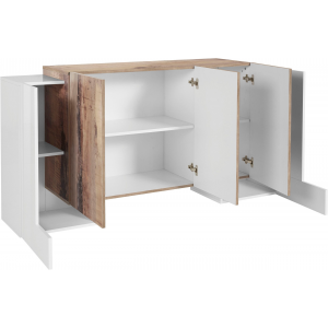 Zoom Credenza Pillon 170 – 2 ante + 3 ante – Bianco Lucido/Acero Pereira