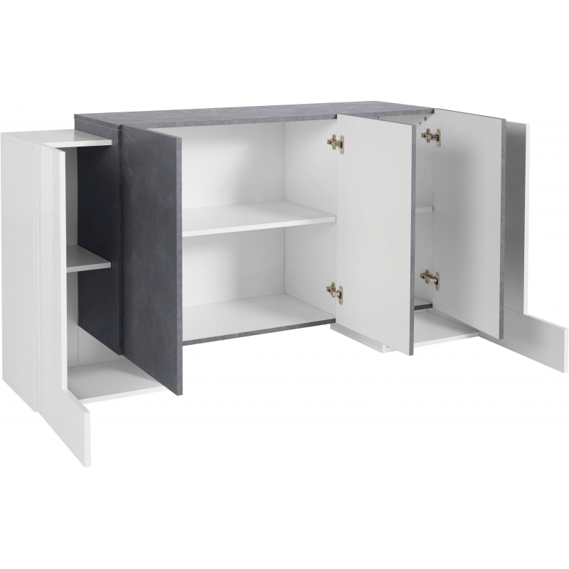 Credenza Pillon 170 –2 ante + 3 ante – Bianco Lucido/Report