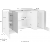 Credenza Pillon 170 –2 ante + 3 ante – Bianco Lucido/Report