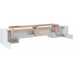 Zoom Porta TV Pillon 210 – 2+1 ante – Bianco Lucido/Acero Pereira