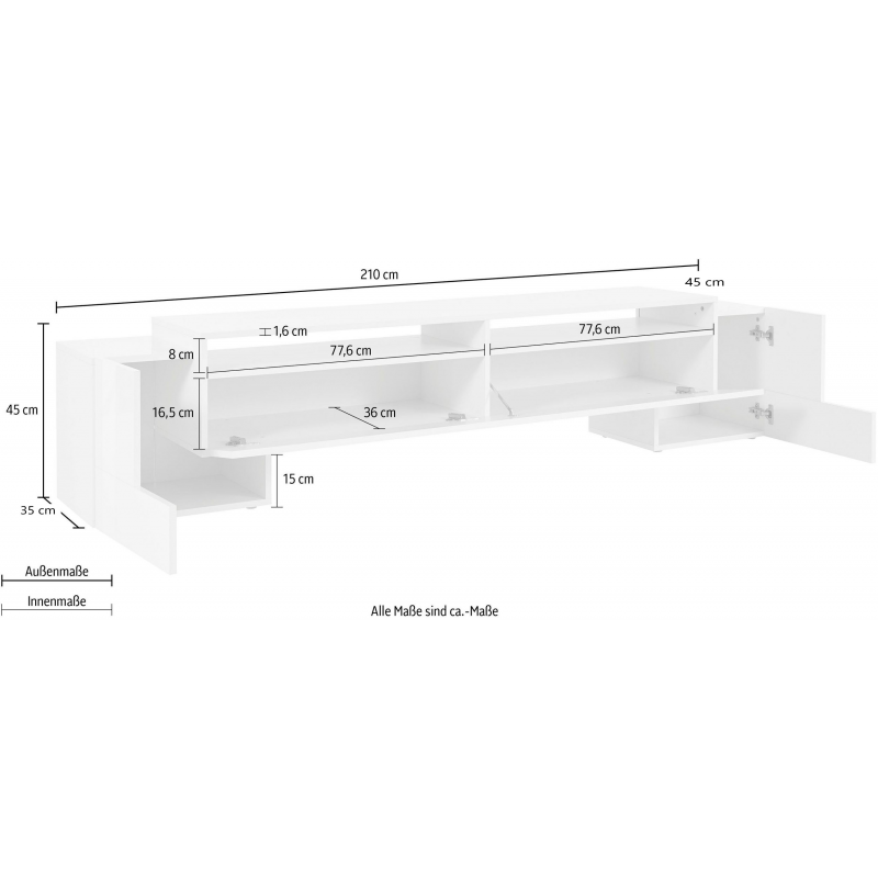 Porta TV Pillon 210 – 2+1 ante – Bianco Lucido