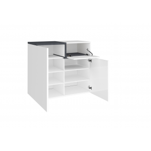 Zoom Scarpiera Zet 80 – 2 ante + 1 ribalta – Bianco Lucido/Ardesia