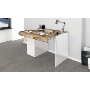 Zoom Scrivania Sliding 100 con piano allungabile – Bianco Lucido/Acero Pereira
