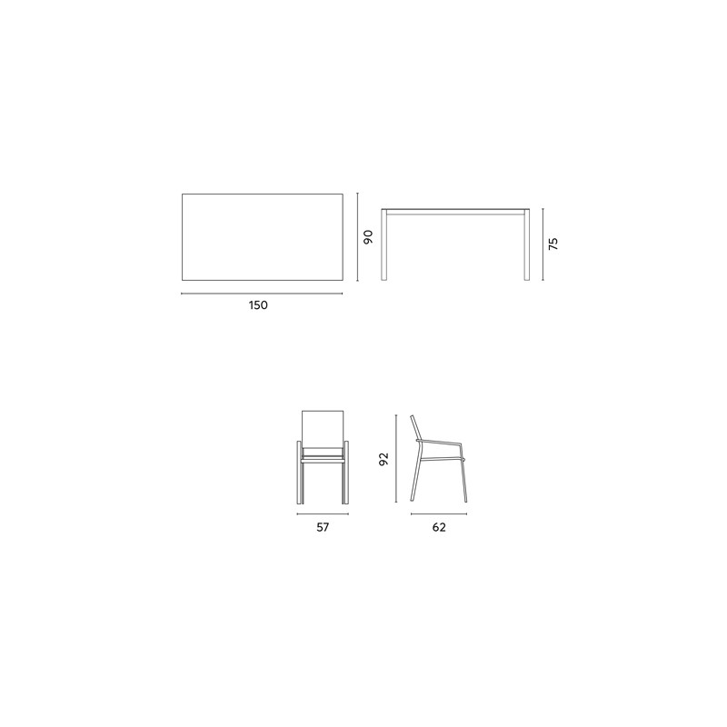 Dining Set Tarquinia 4 Sedie Ferro Antracite Moia