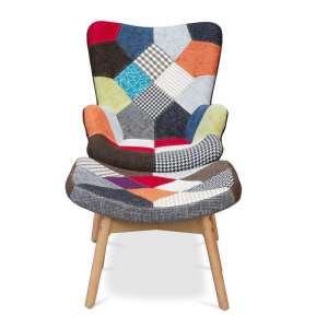 Zoom Poltrona in tessuto modello Glaciale colore Patchwork (con pouf)