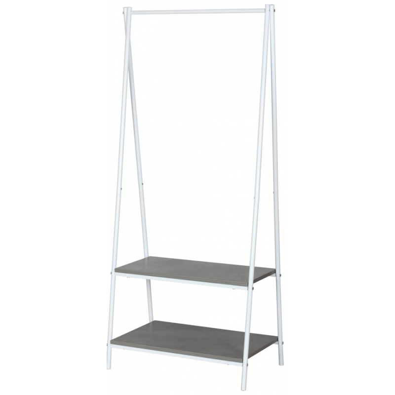 APPENDIABITI CON 2 RIPIANI IN LEGNO TRUCIOLATO+MET 60X40X150 BCO/NAT