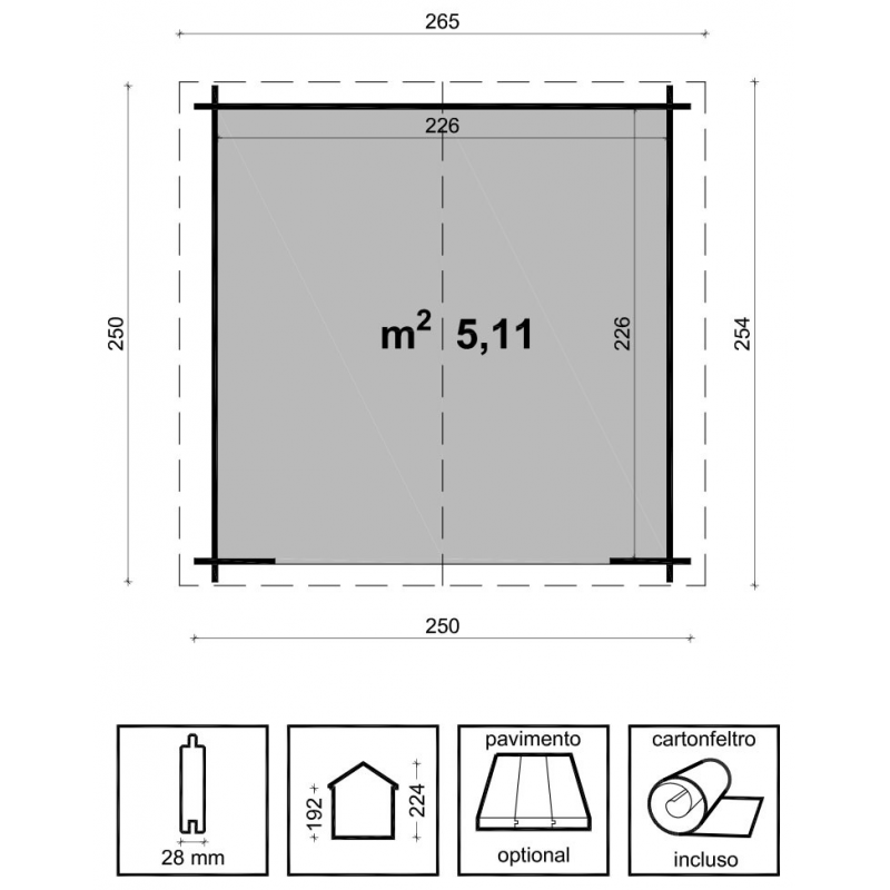 CASETTA SIVIGLIA CM. 250x250