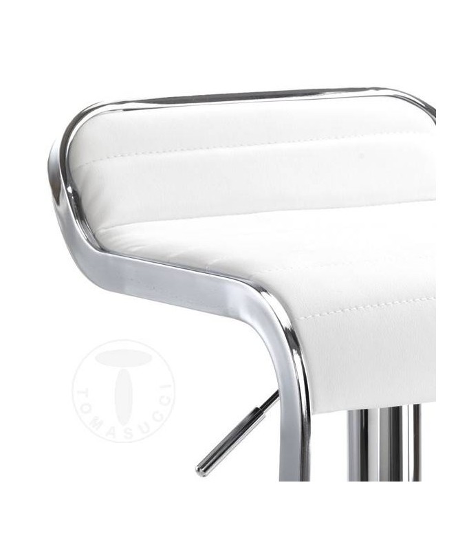 Sgabello bar Snappy in pelle sintetica - bianco TOMASUCCI