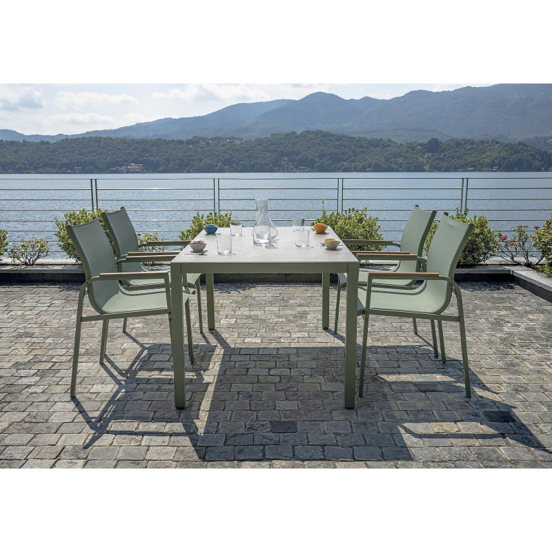 Dining set Tarquinia ferro verde Moia 4 sedie elegante e robusto